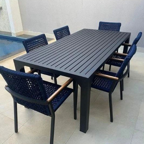65 - Conjunto Santa Catarina Mesa Ripada em alumínio Fibrax Móveis